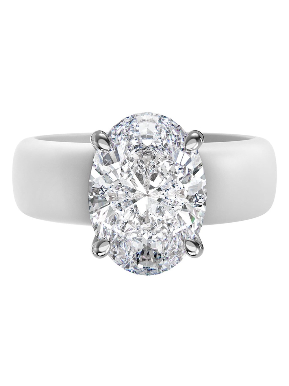 Classic Oval Solitaire Ring in White and Silver